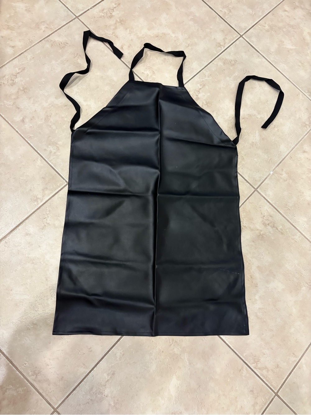 Adult Black Faux Leathery/Vinyl One-Piece Apron